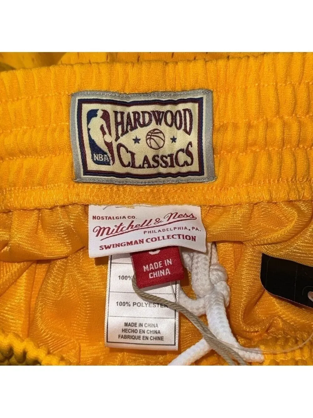 Mitchell and Ness Lakers Gold Hardwood Classics Swingman Shorts Large